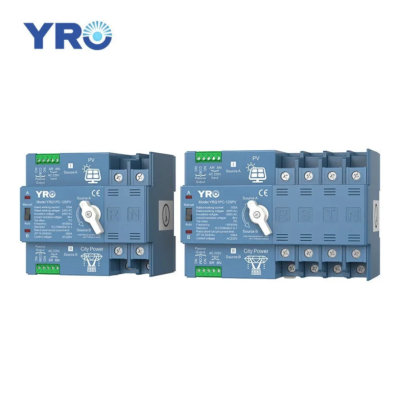 ATS 2P 4P 100A 125A 220V 400V Dual Power Automatic Transfer Switch For Generator or PV Energy To City power Changeover Switch