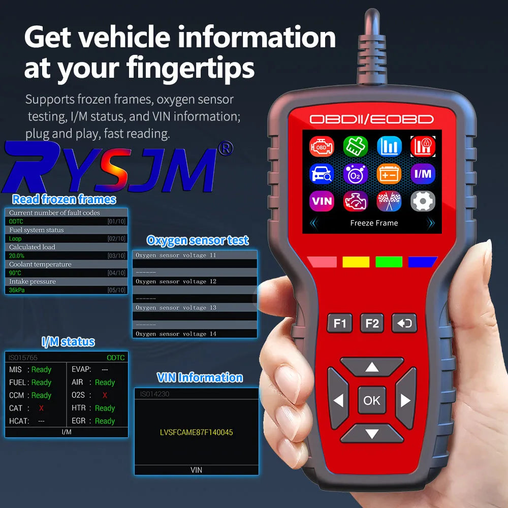 OBD2 Scanner - Handheld Vehicle Inspection and Fault Diagnostic Tester with Live Data, Battery Test
