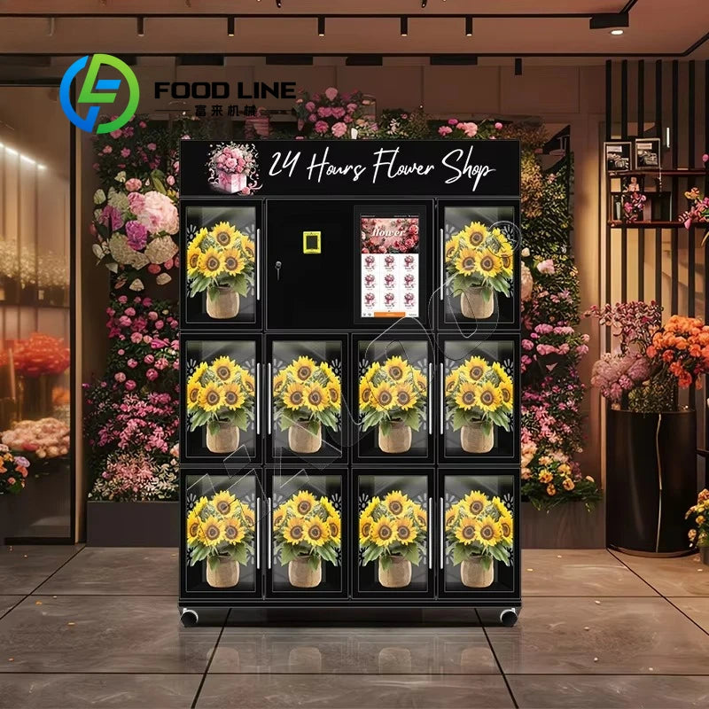 Automated Smart Flower Kiosk with Temperature Control Flower-Shaped Fresh Flowers Dispenser for Commercial Locations