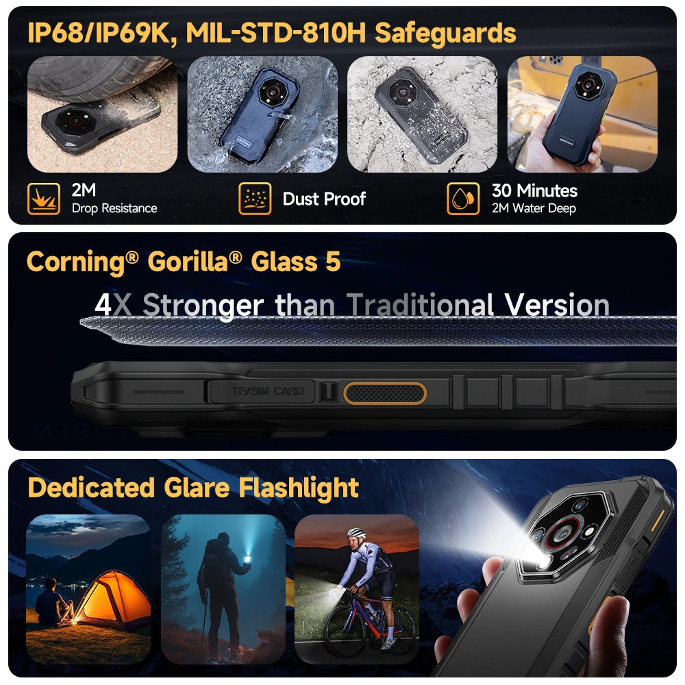 Ulefone Armor X32 Pro 5G Rugged Phone Android 14 16GB+256GB Dimensity 6300 Octa Core 64MP Camera NFC IP68/IP69K Waterproof