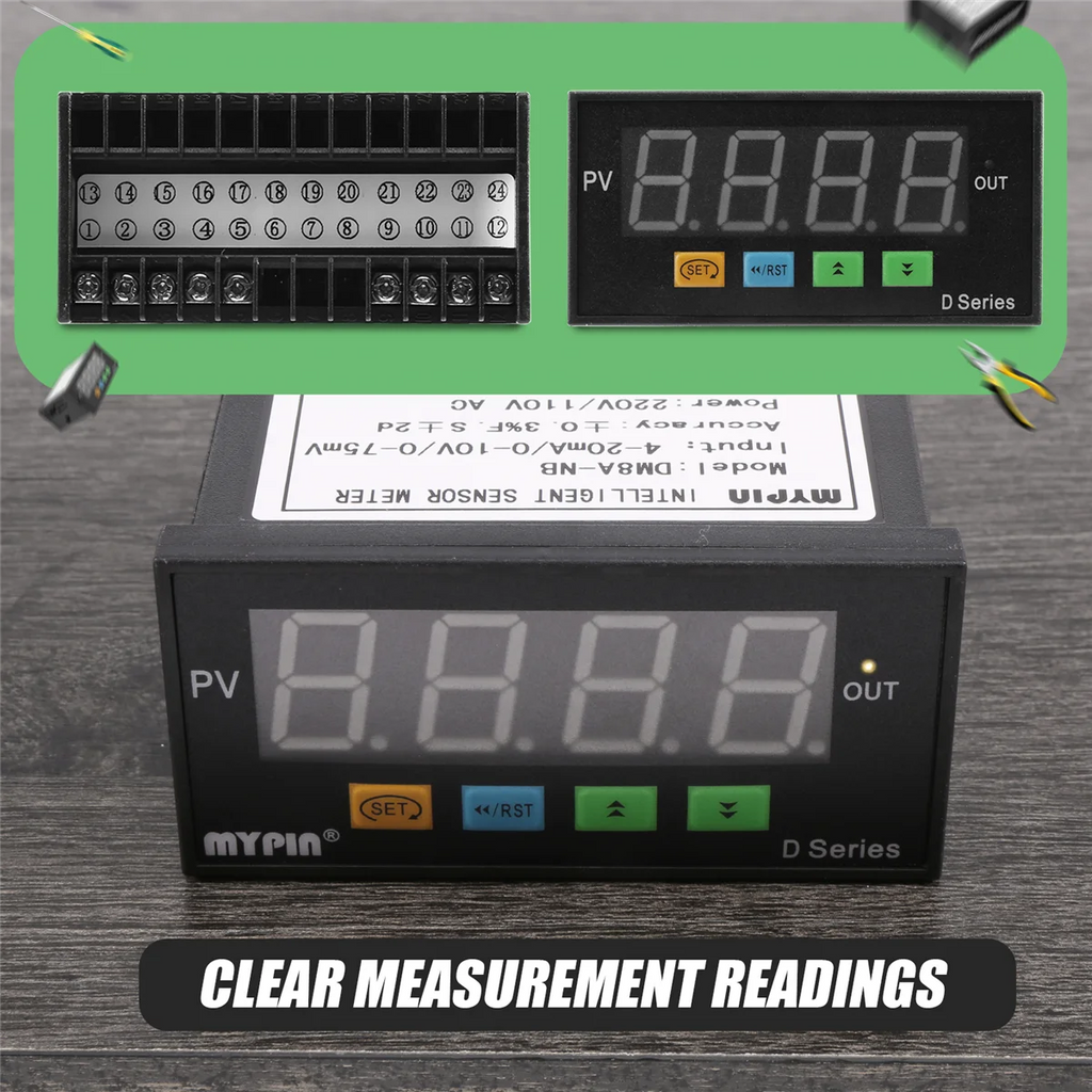 mypin Digital Sensor Meter Multi-Functional Intelligent Led Display 0-75Mv/4-20Ma/0-10V Input