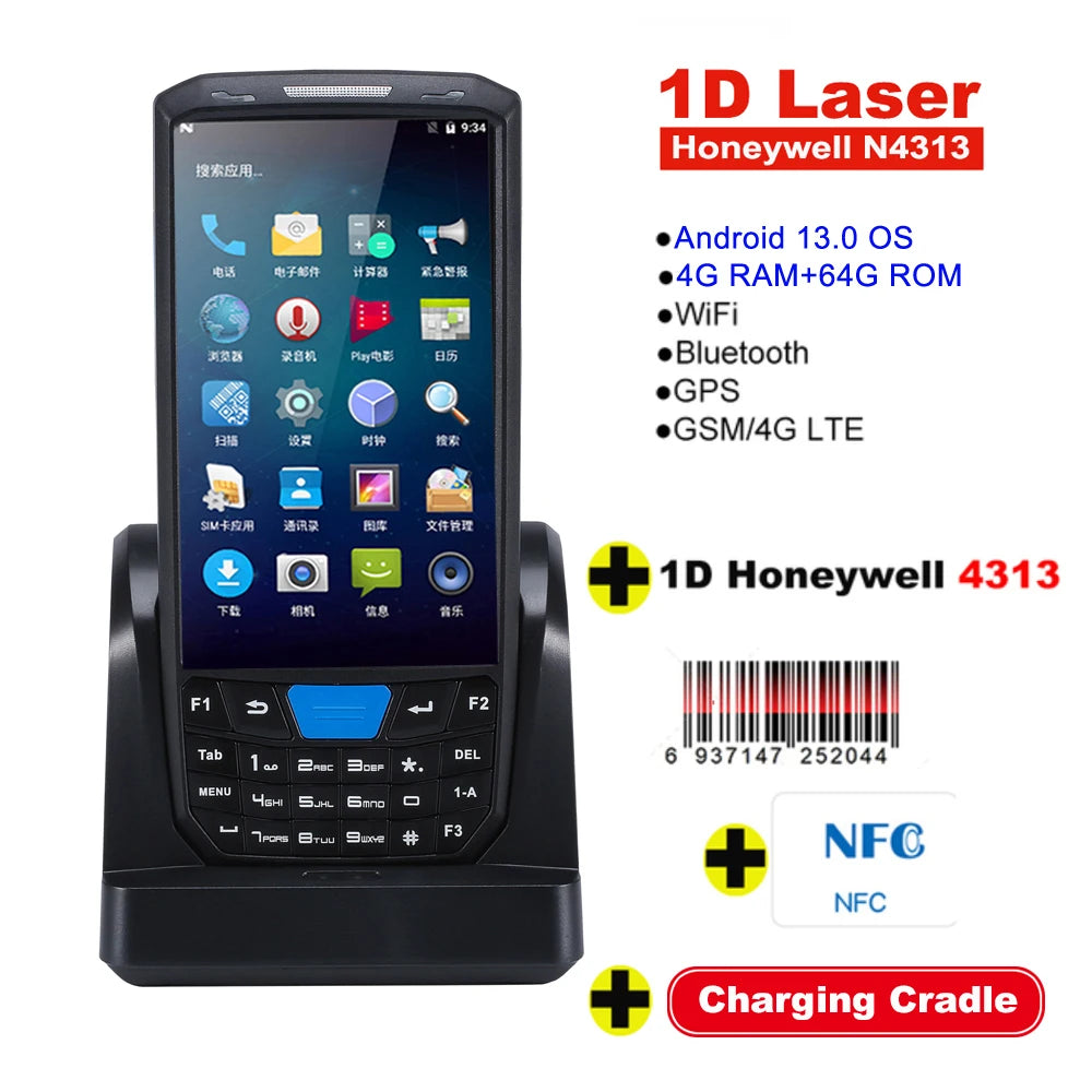 RUGLINE PDA Android Handheld Terminal Honeywell Barcode Scanner 1D 2D QR Portable Data Collector Terminal Device With 4G NFC