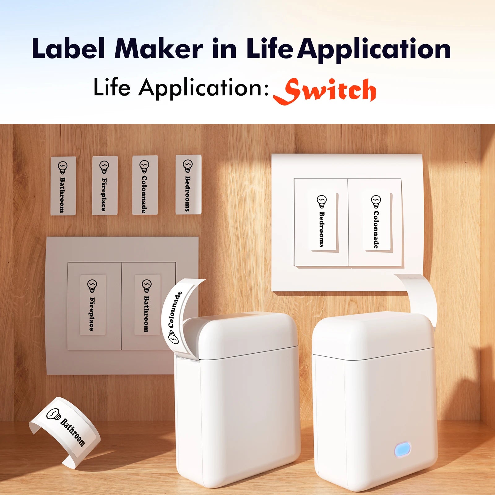 Self-adhesive Label Maker Address Label Printer Bluetooth Thermal Printer for Business Office School Home Barcode Logo Clothing