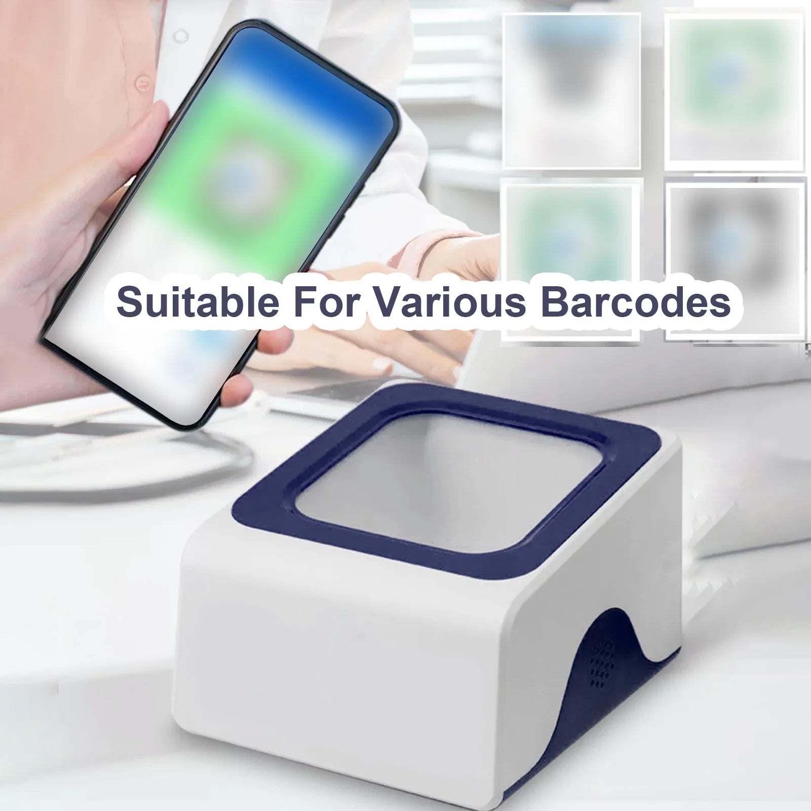 Bar  Scanner QR Desktop Scanner Desktop Barcode Scanner for 2D/1D QR Bar  Payment  Scanning Box with Voice Prompt