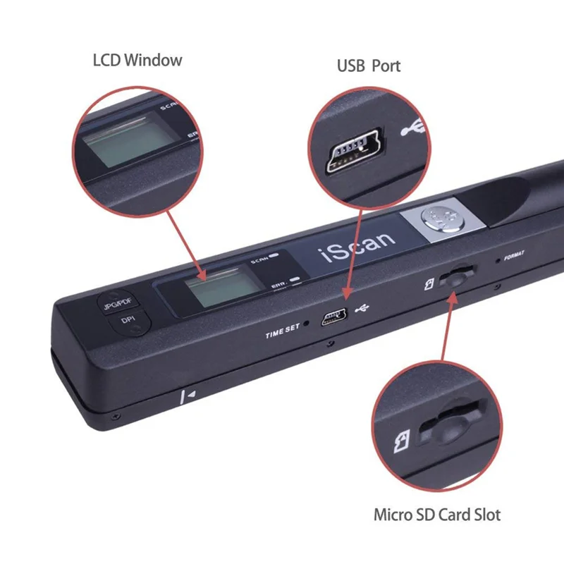 Portable Handheld Mini Scanner iScan A4 900DPI HD Scanner for School Home Business Scan Color Photos Document Support JPG/PDF