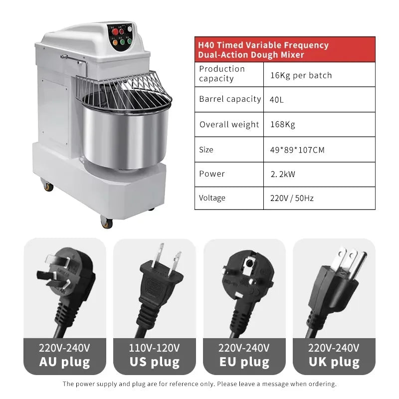 Customized New 40-Liter Double-Action Dual-Speed 2200W Dough Mixer Commercial High-Power Multifunctional