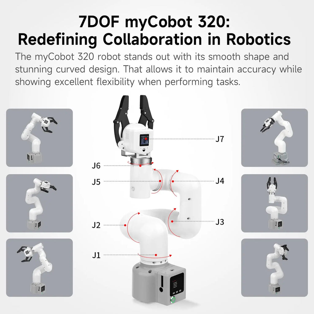 myCobot 320 M5 Robotic Arm 7DOF Collaborative Robot 1KG Load Support APP Control ROS2 Simulation Python C JavaScript Programming