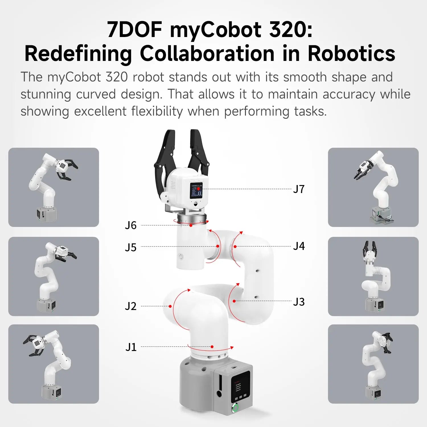 myCobot 320 M5 Robotic Arm 7DOF Collaborative Robot 1KG Load Support APP Control ROS2 Simulation Python C JavaScript Programming