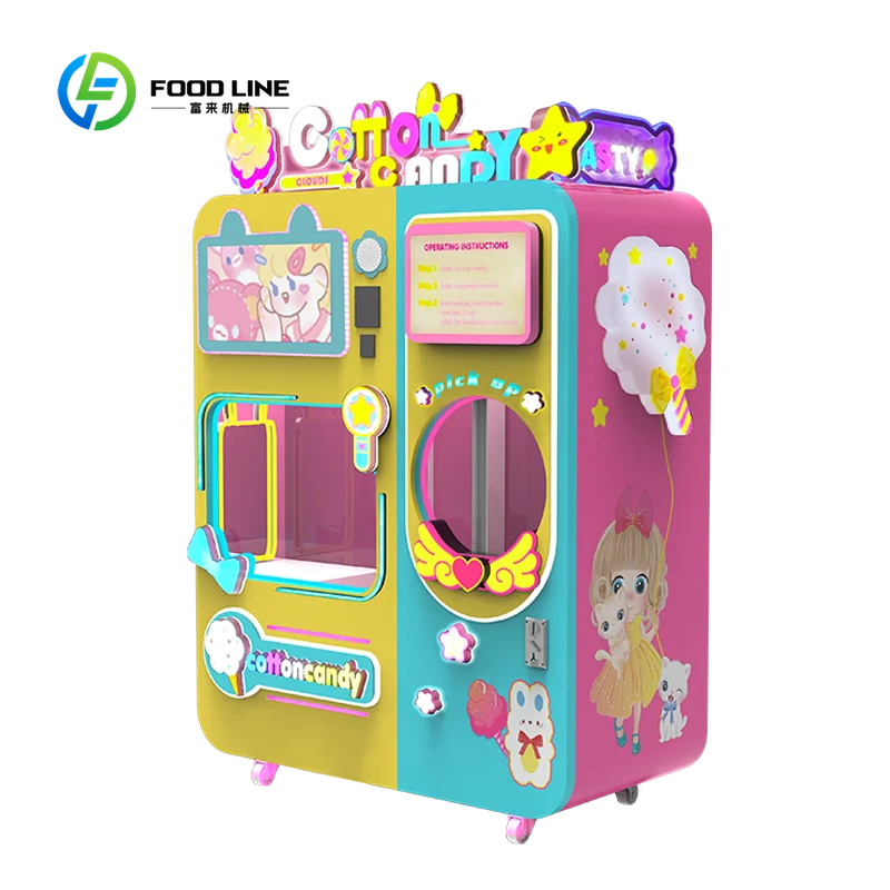 Customized Commercial Cotton Candy Vending Machine Full Automatic High Efficiency Mall Park Hot Selling Business Unit