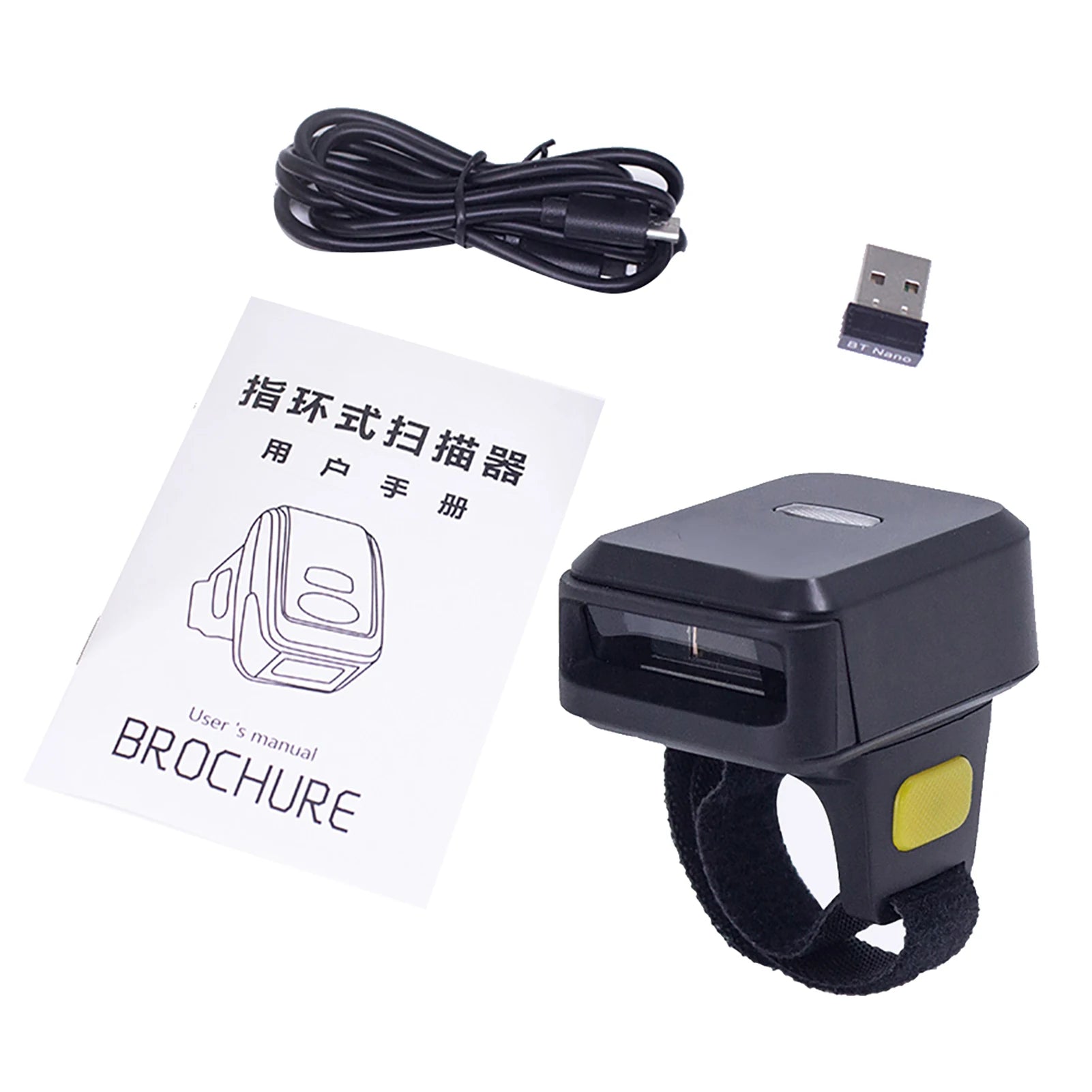 Barcode Scanner Portable Finger Handheld Wearable Ring Bar Reader BT+2.4G Wireless and Wired Connection with Offline Storage