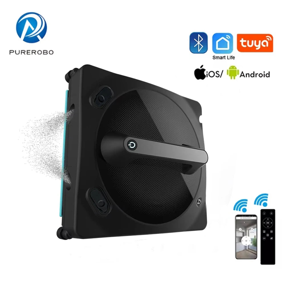 Robot Window Cleaner Purerobo W-V1S With Vibration&Dual Water Spray，High Vacuum Suction，Home Glass Cleaning Window Cleaner Robot