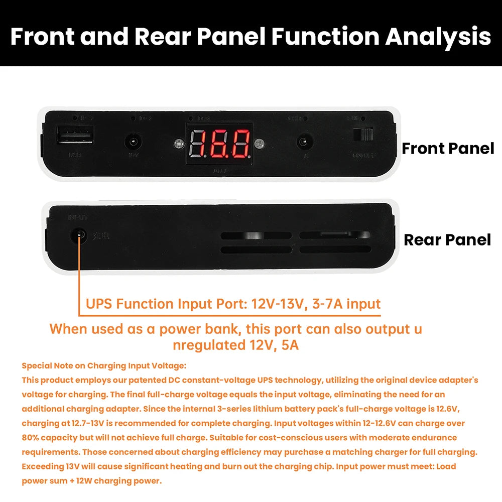DC 5V9V12V UPS Output Uninterrupted Power Supply 12x18650 Power Bank Box for Cellphone Power Storage Case Optical Modem Router