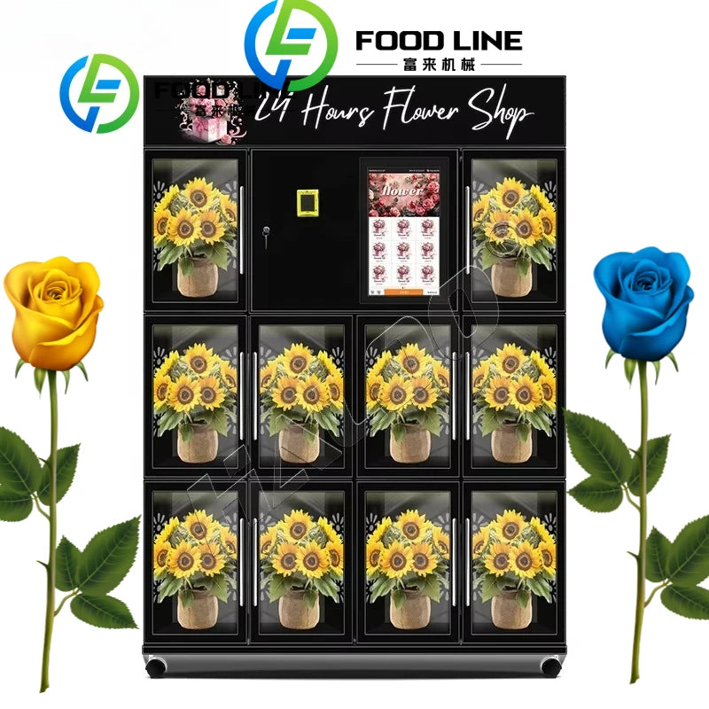 Automated Smart Flower Kiosk with Temperature Control Flower-Shaped Fresh Flowers Dispenser for Commercial Locations