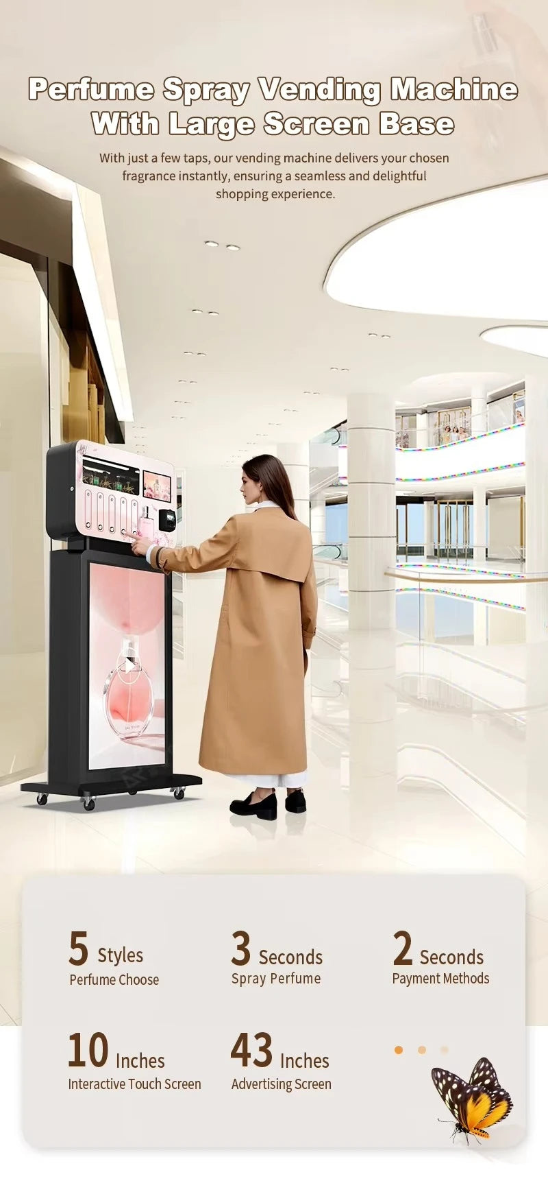 High Efficiency Customized Commercial Street Freestanding Perfume Spraying Fully Automatic Vending Machine