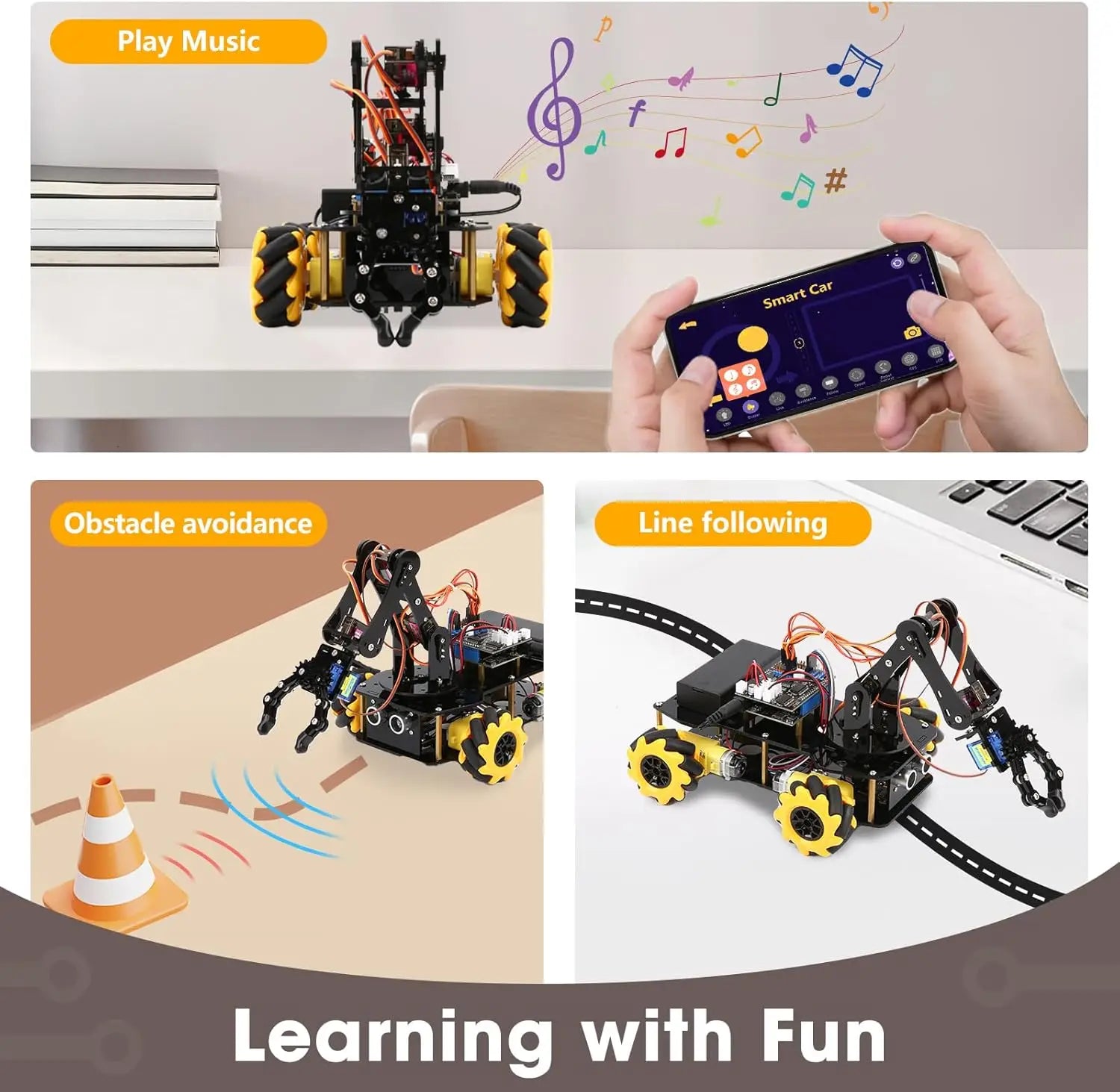 Robotics for Kids Ages 8-12, ACEBOTT Smart Robot Arm Car Kit with 5DOF, STEM Toys for Boys Age 8-12, ESP32 Arduino/Python Coding