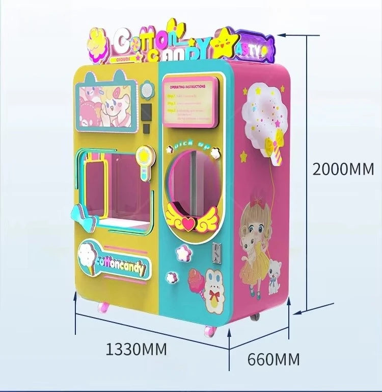 Cotton Candy Machine Robot Factory Customized Commercial Fully Automatic Vending Machine for Shopping Mall Multi-Flavor