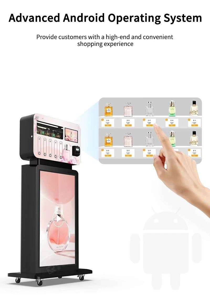 High Efficiency Customized Commercial Street Freestanding Perfume Spraying Fully Automatic Vending Machine