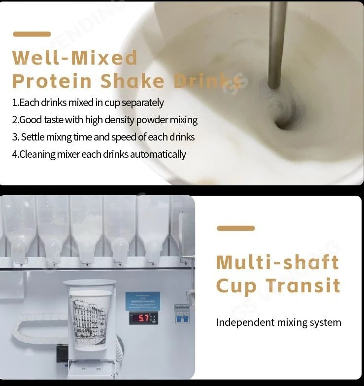 Smart Protein Shake Vending Machine Automatic Mixing System Touch Screen Cashless Payment Gym Fitness Use