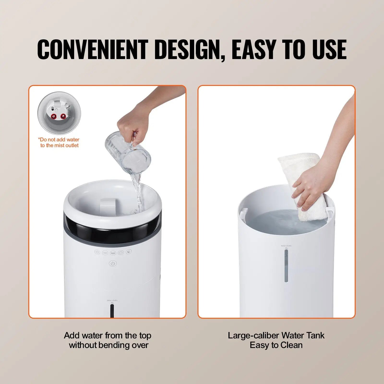 Ultrasonic Humidifier 16L Water Tank 12H Timer Auto Shut Off Night Light 360 Degree Nozzle For Large Room Home Use