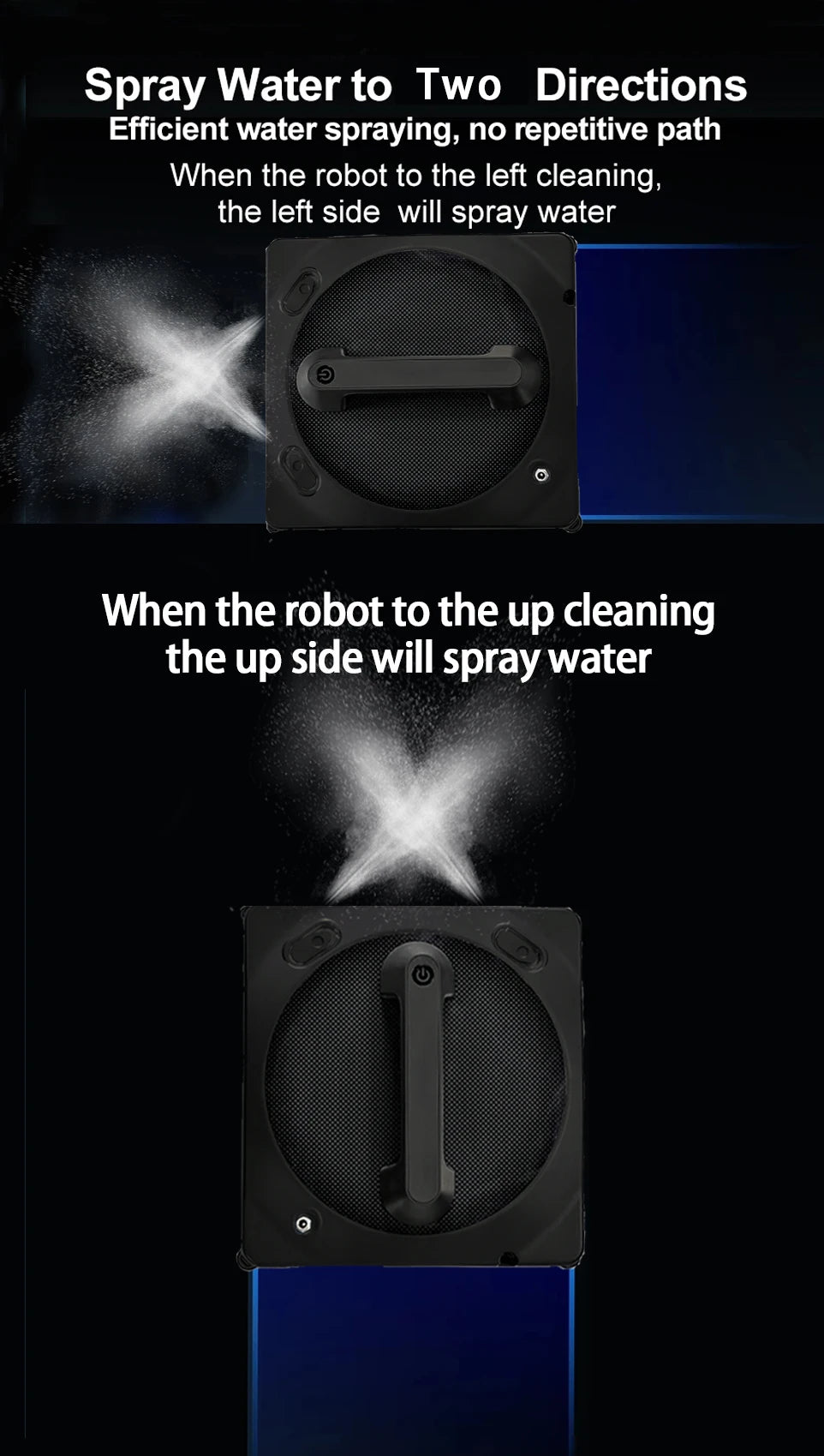Robot Window Cleaner Purerobo W-V1S With Vibration&Dual Water Spray，High Vacuum Suction，Home Glass Cleaning Window Cleaner Robot