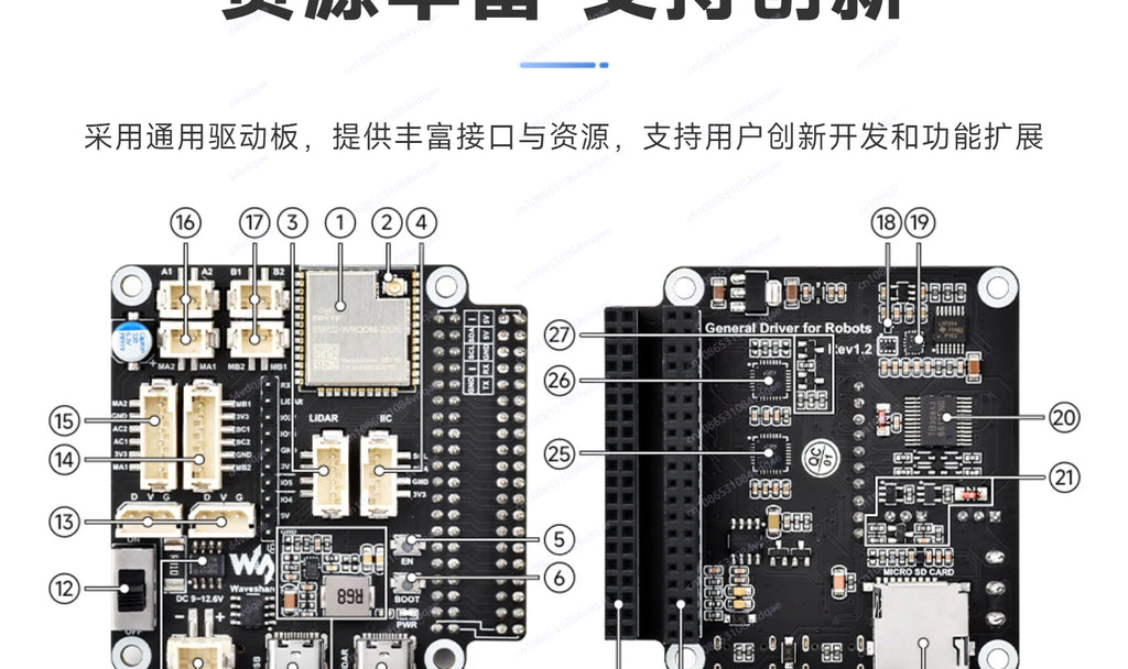 5 + 1 degree of freedom high torque bus rudder robotic arm ESP-NOW wireless control ROS2 programming education