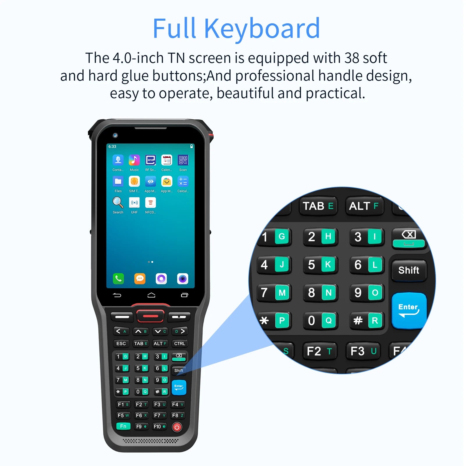 4.0 Inch Touchscreen Handheld  Wireless WiFi 4G Mobile Terminal PDA 2D Scan Engine Android 10.0 1D/2D/QR Barcode Scanner