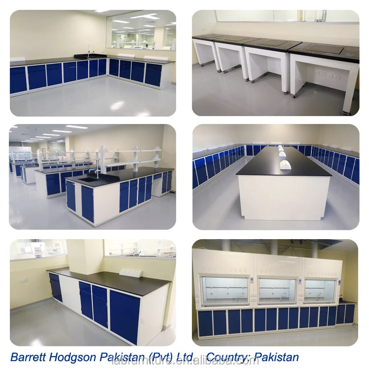 Hot Selling Lab Furniture Laboratory Metal Bench With Wood Cabinet For School