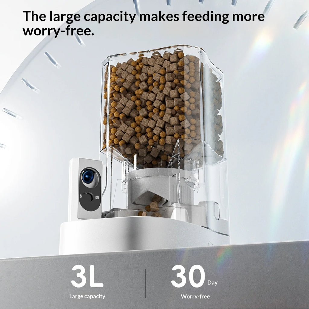 New Smart XL Capacity Pet Feeder with Wide-Angle Camera, Timed Portion Control for Cats & Dogs, APP Controlled Dispenser