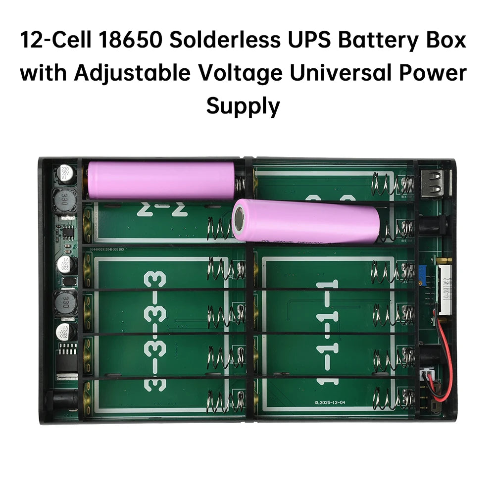 DC 5V9V12V UPS Output Uninterrupted Power Supply 12x18650 Power Bank Box for Cellphone Power Storage Case Optical Modem Router