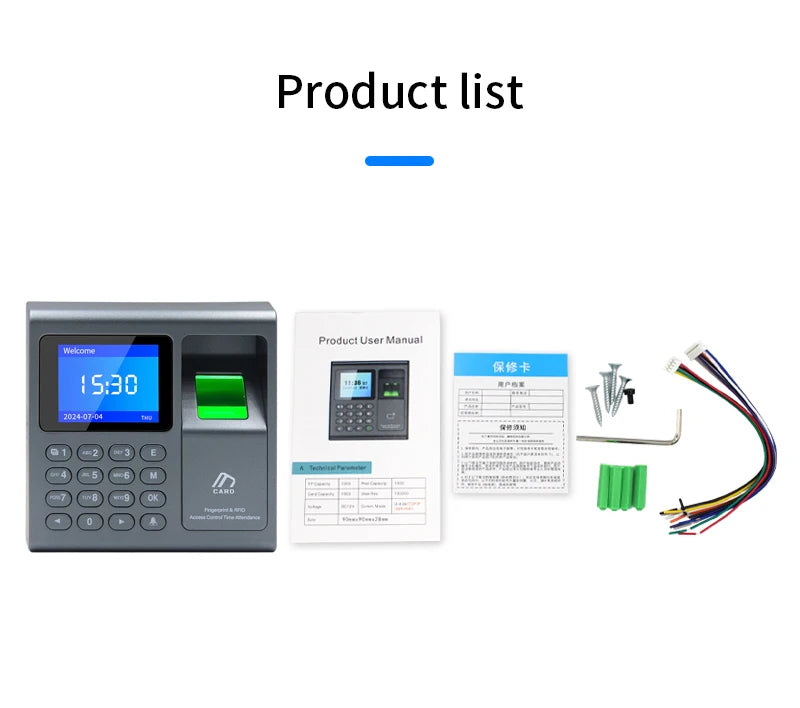 Biometric Fingerprint Scanner RFID Access Control System 1000 User USB Time Recorder Attendance Employee Machine