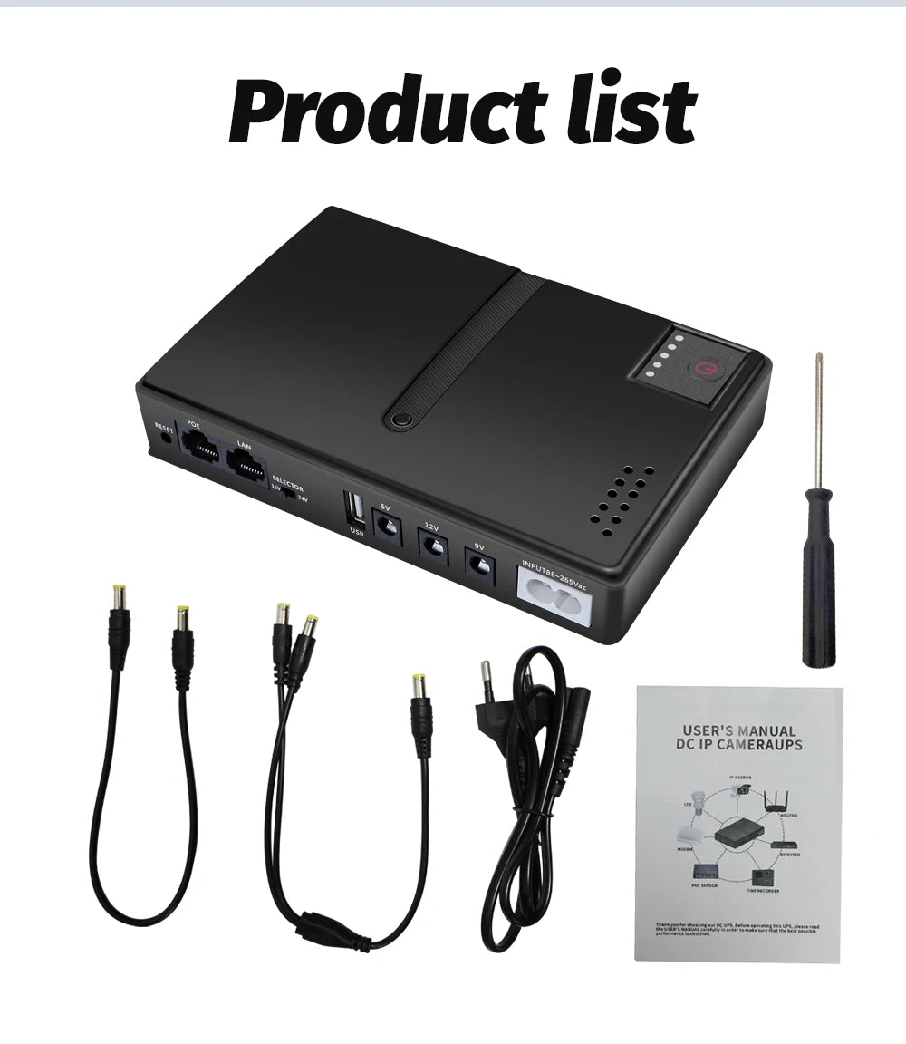 DC UPS Uninterruptible Power Supply No Battery 5V 9V 12V POE Backup Power EU Plug For Router Modem Camera ONU CCTV