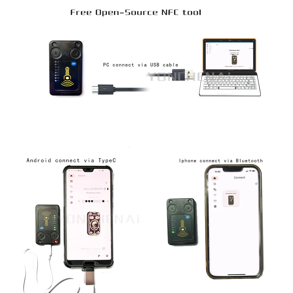 RFID Chameleon Smart Chip Reader ISO14443 Key Detection EM125KHZ IC 13.56Mhz Badge Decode  RFID emulator
