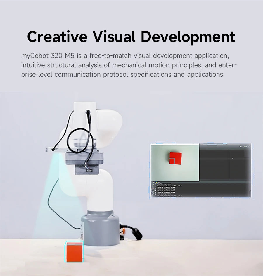 myCobot 320 M5 Robotic Arm 7DOF Collaborative Robot 1KG Load Support APP Control ROS2 Simulation Python C JavaScript Programming