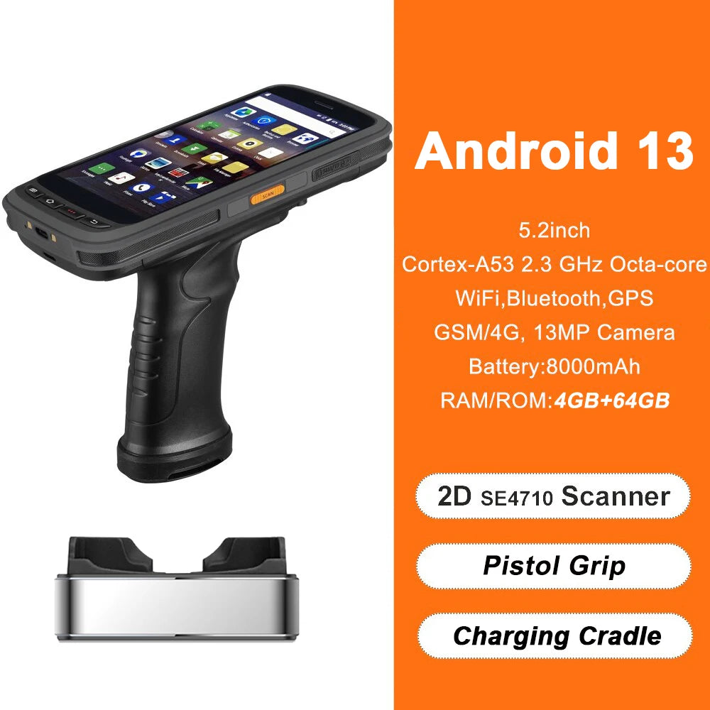 Portable Logistics Handheld PDA Android 13 4G RAM 64G ROM Barcode Scanner 4G LTE WiFi Rugged Data Collector Chainway C72