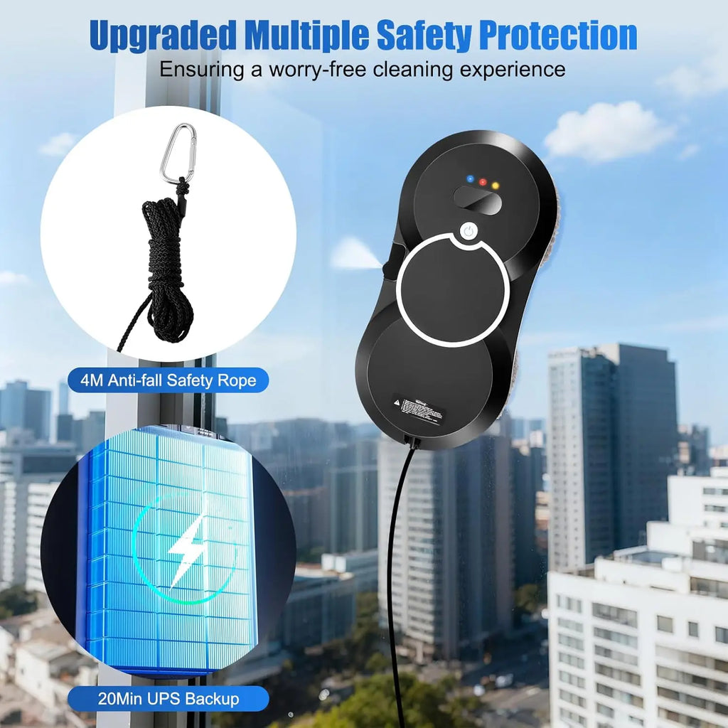2026 New Upgrade 5600Pa Intelligent Window Cleaning Robot, Multiple Safety System Glass Cleaners for High-Rise Windows Ceiling