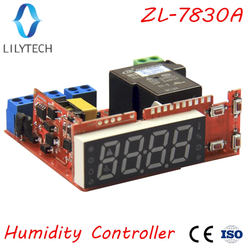 ZL-7830A, Humidity Controller, Hygrostat, Lilytech  30A relay, 100-240Vac,
