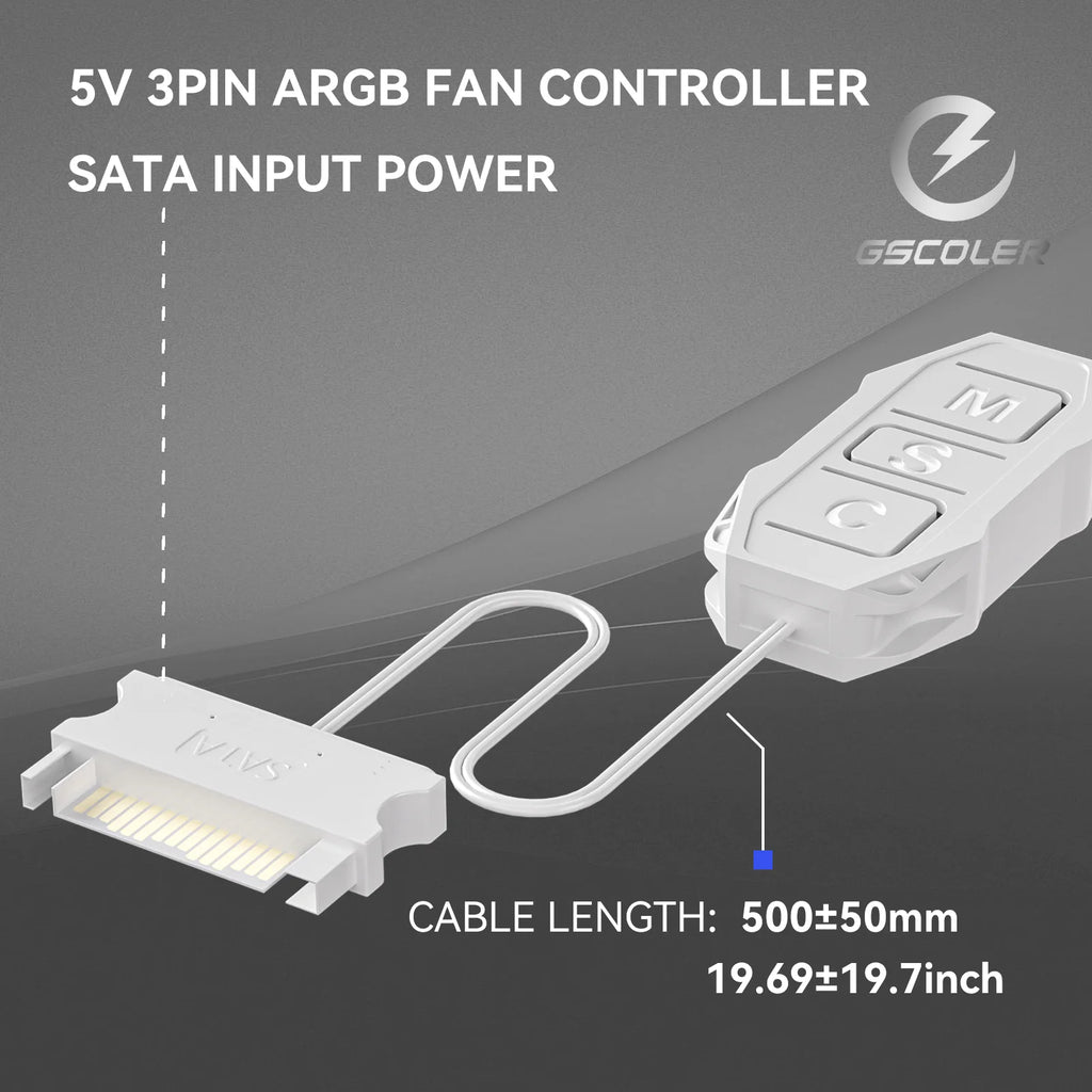 GSCOLER Controller Supports 5V ARGB DIY devices SATA power interface Dual-mode control of lights and speed