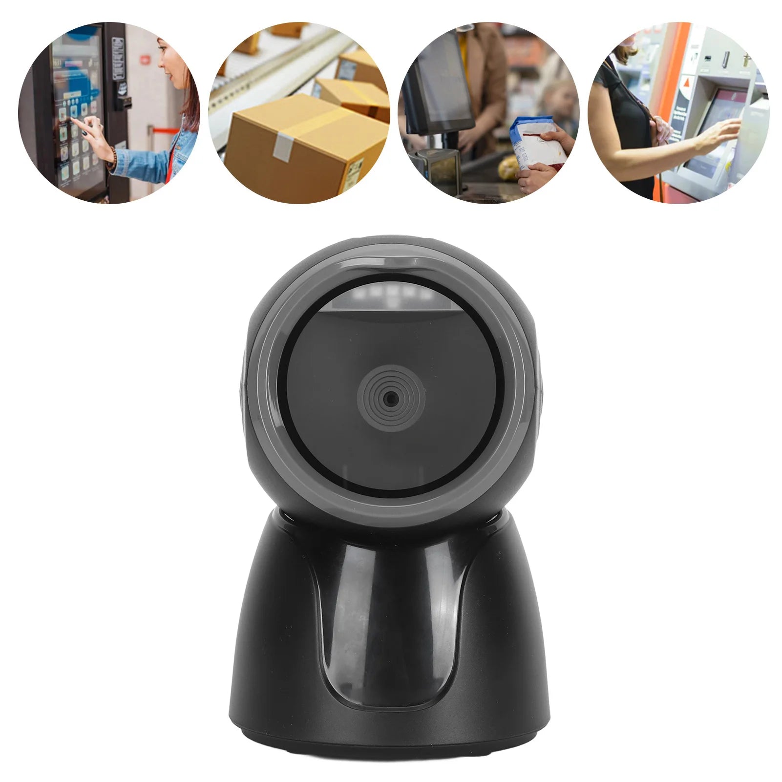 Portable Desktop Barcode Scanner Wireless Bluetooth 2.4G Wired USB Omnidirectional Handfree Automatic USB Barcode Reader Scanner
