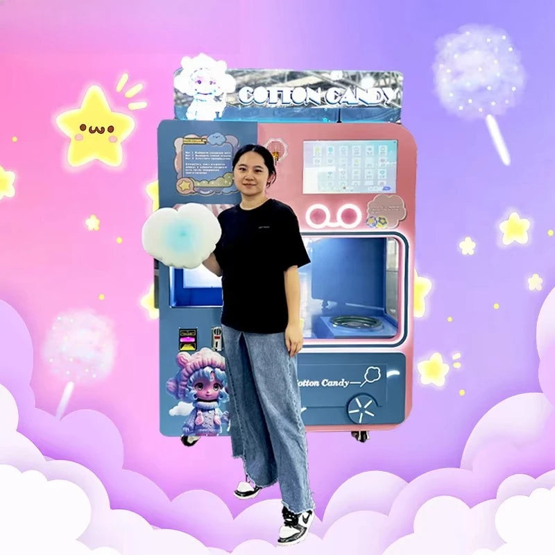 Customized Automated Cotton Candy Vendor Machine Smart App Control Modern Mall Commercial High Capacity Hot Sale 2025