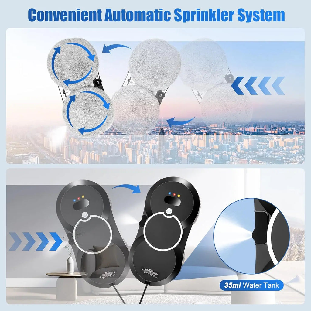 2026 New Upgrade 5600Pa Intelligent Window Cleaning Robot, Multiple Safety System Glass Cleaners for High-Rise Windows Ceiling