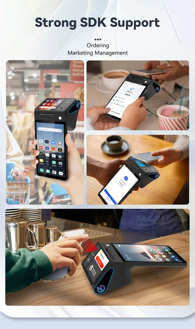 Z108 Android 14 Dual Screen POS Terminal Sales Point Cash Register with 8-inch Touch Screen NFC Scanner 58/80mm Thermal Printer