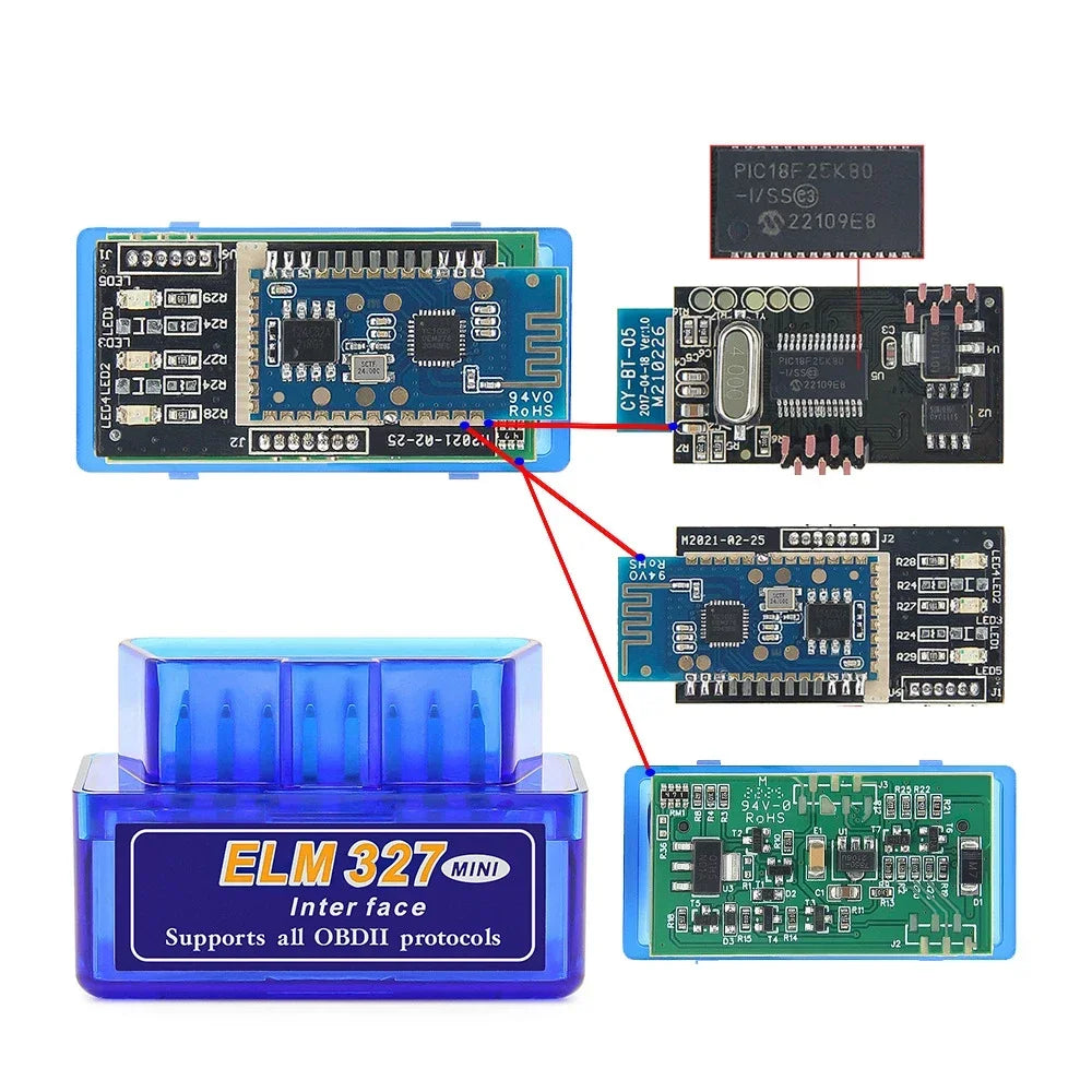 NEW Super ELM327 V1.5 Bluetooth PIC18F25K80 Automatic OBD2 Scanner Code Reader Car Suitable all OBDII protocols Diagnostic ToolS