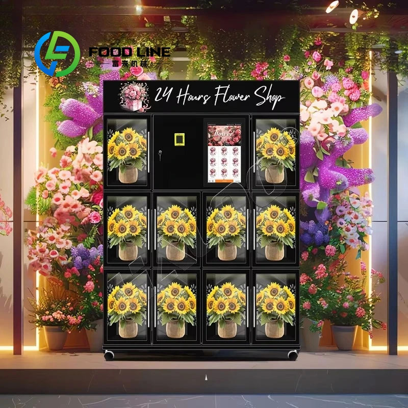 Automated Smart Flower Kiosk with Temperature Control Flower-Shaped Fresh Flowers Dispenser for Commercial Locations