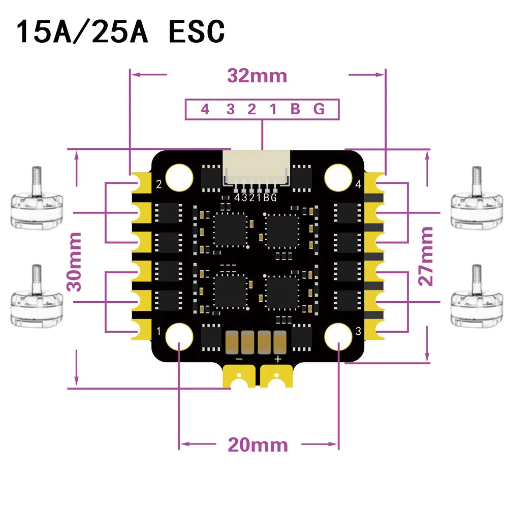 HAKRC 32BIT 40A 60A BLHeli-32 4in 1 ESC Speed Controller 8BIT 15A 25A 35A 45A BLHeli-S DShot150/300/600 STM32F051 Advanced PCB