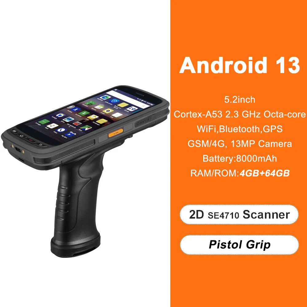 Portable Logistics Handheld PDA Android 13 4G RAM 64G ROM Barcode Scanner 4G LTE WiFi Rugged Data Collector Chainway C72
