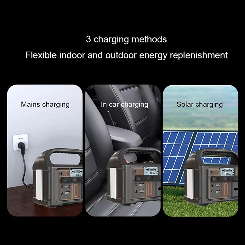 100W Solar Power Portable Station Camping Battery Generator Outdoor Lifepo4 Bank 110V 220V Supply Emergency Home Energy RV Led