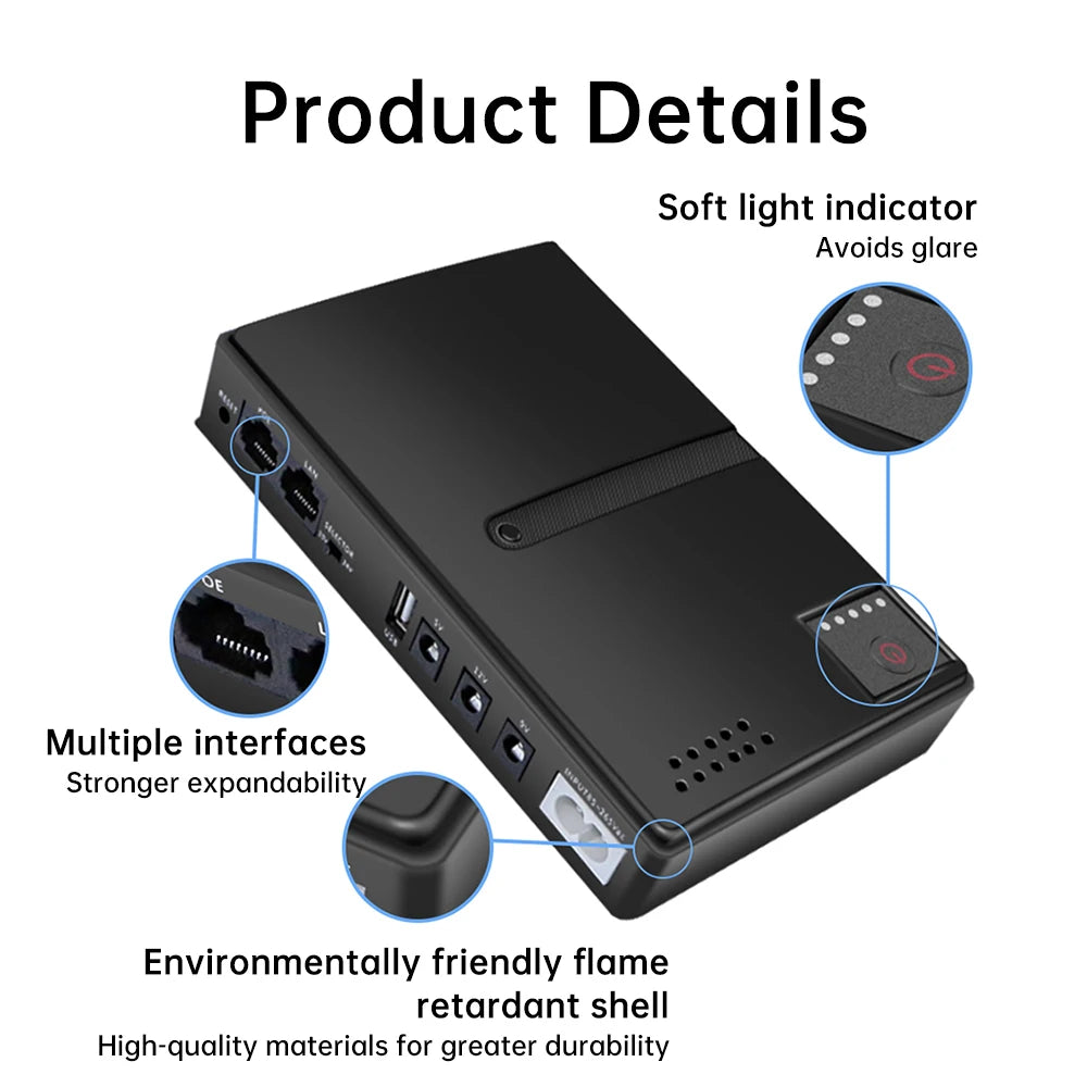 1018L Uninterruptible Power Supply DC UPS Battery Backup 5V 9V 12V 15V 24V UPS Power Supply Router Optical Modem Without Battery