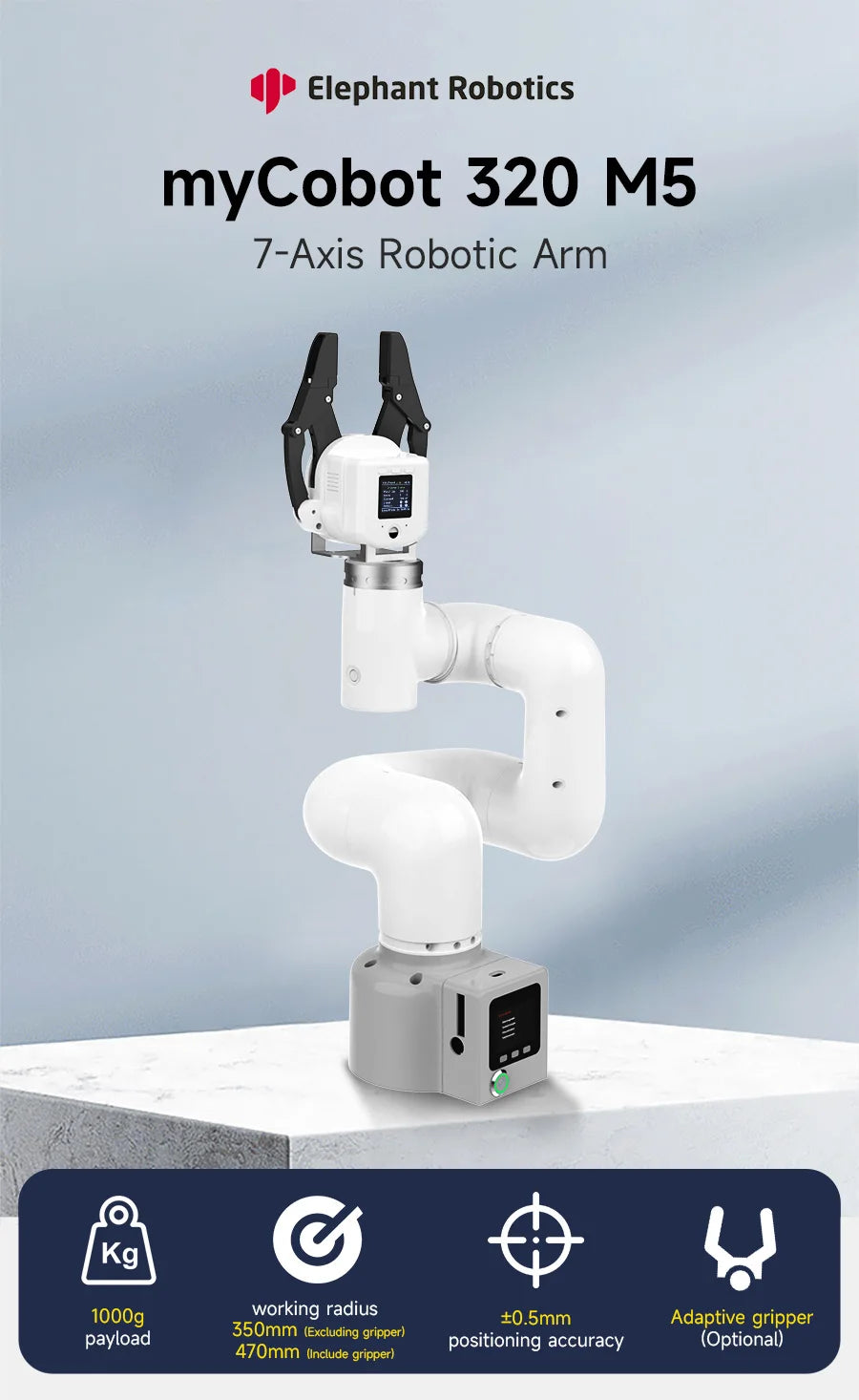 myCobot 320 M5 Robotic Arm 7DOF Collaborative Robot 1KG Load Support APP Control ROS2 Simulation Python C JavaScript Programming