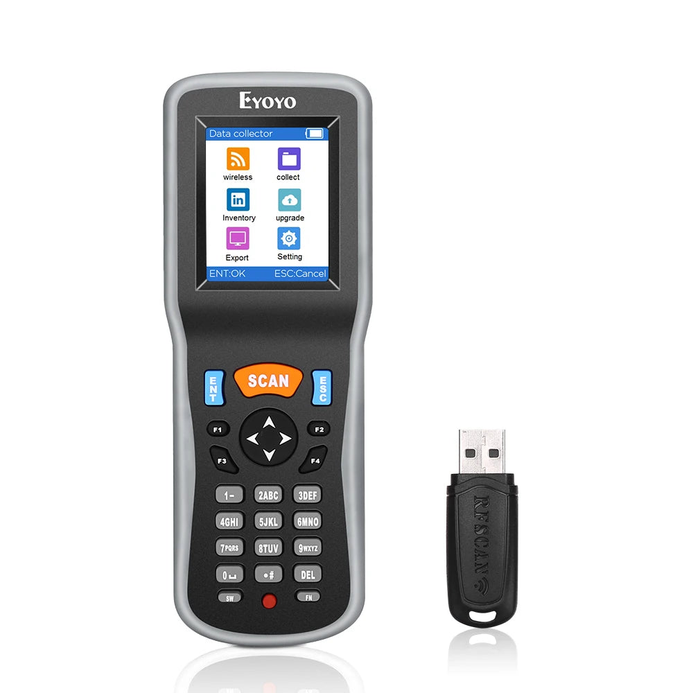 Eyoyo PDT6000 1D Barcode Scanner | 2.2" TFT Screen & 120m Wireless Range | Data Collector & Inventory Counter with USB Receiver