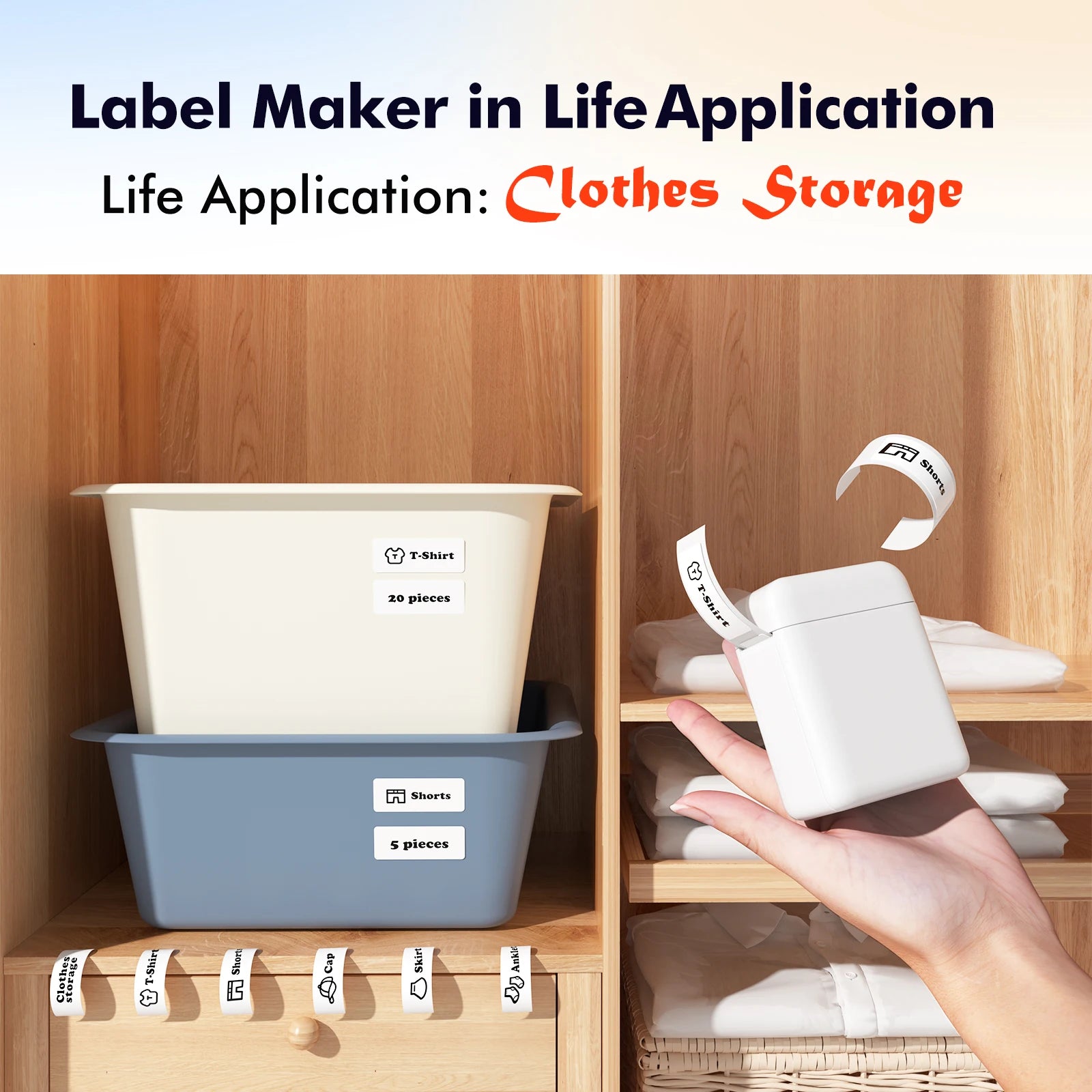 Self-adhesive Label Maker Address Label Printer Bluetooth Thermal Printer for Business Office School Home Barcode Logo Clothing